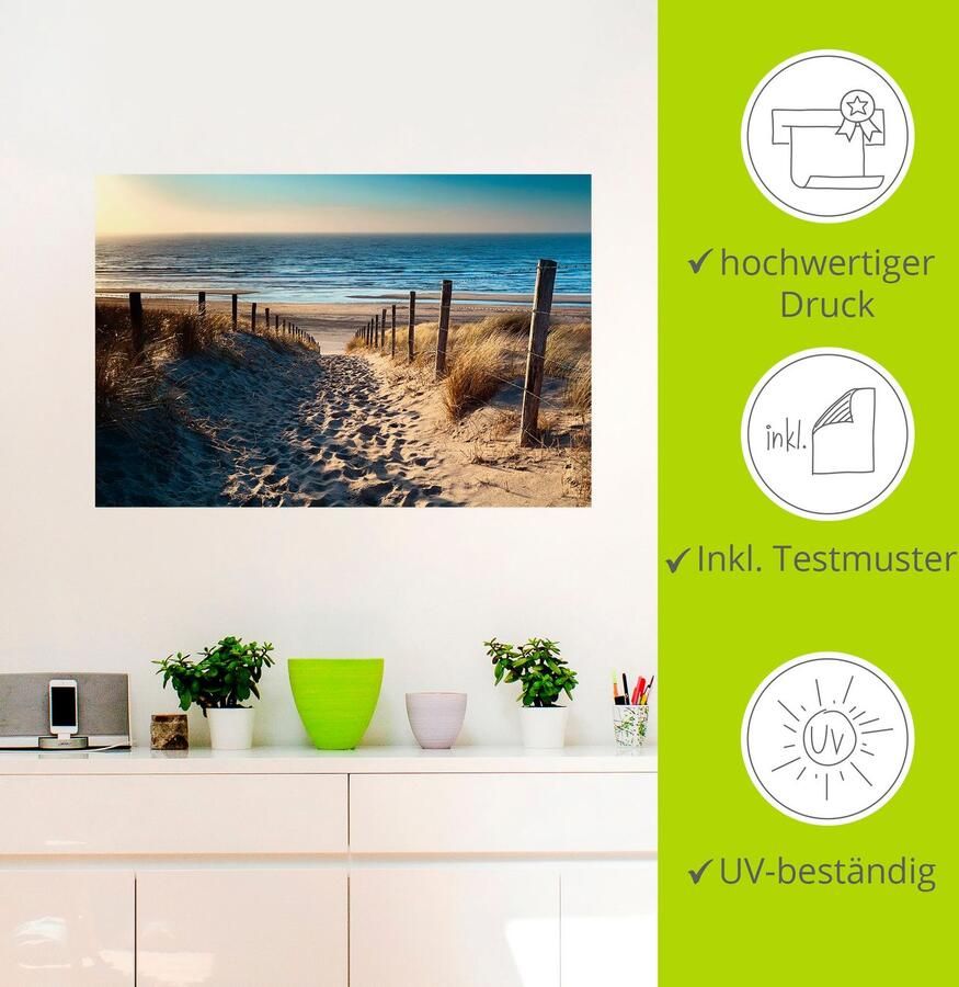 Artland Artprint Weg naar het Noordzeestrand zonsondergang als artprint van aluminium artprint voor buiten artprint op linnen poster muursticker - Foto 2
