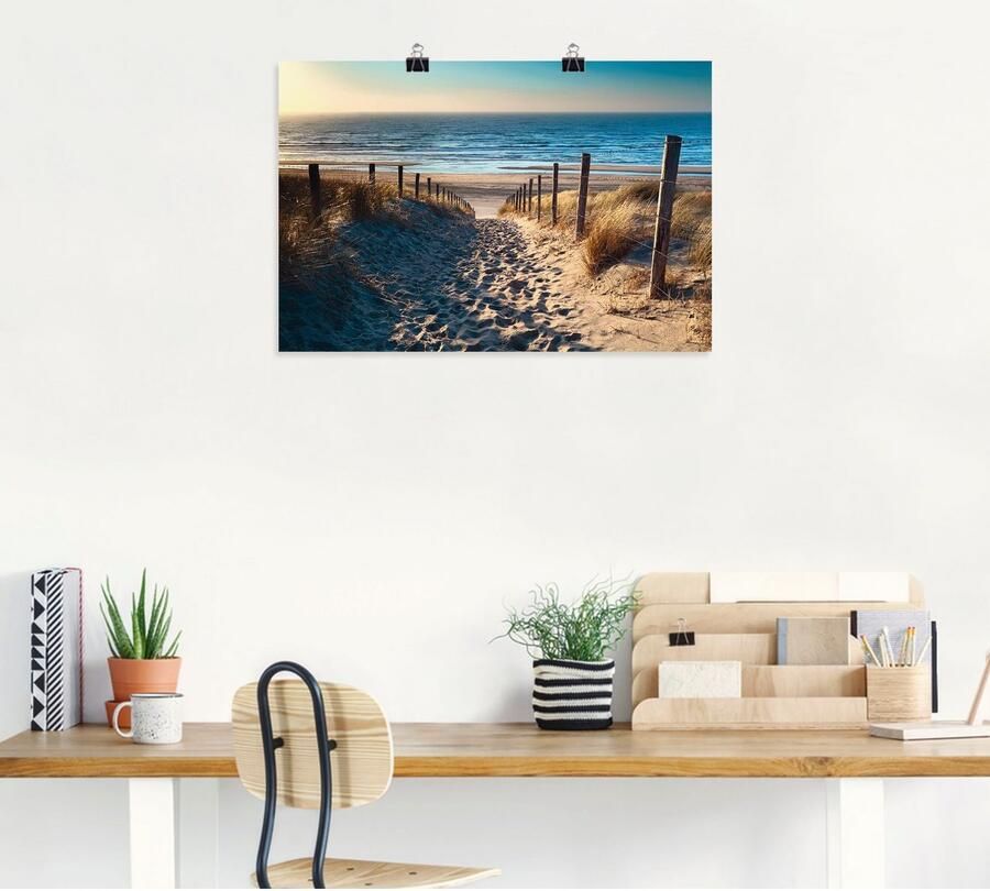 Artland Artprint Weg naar het Noordzeestrand zonsondergang als artprint van aluminium artprint voor buiten artprint op linnen poster muursticker - Foto 3