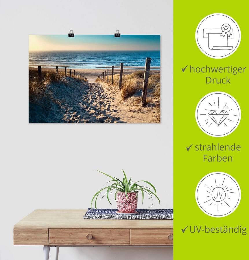 Artland Artprint Weg naar het Noordzeestrand zonsondergang als artprint van aluminium artprint voor buiten artprint op linnen poster muursticker - Foto 2