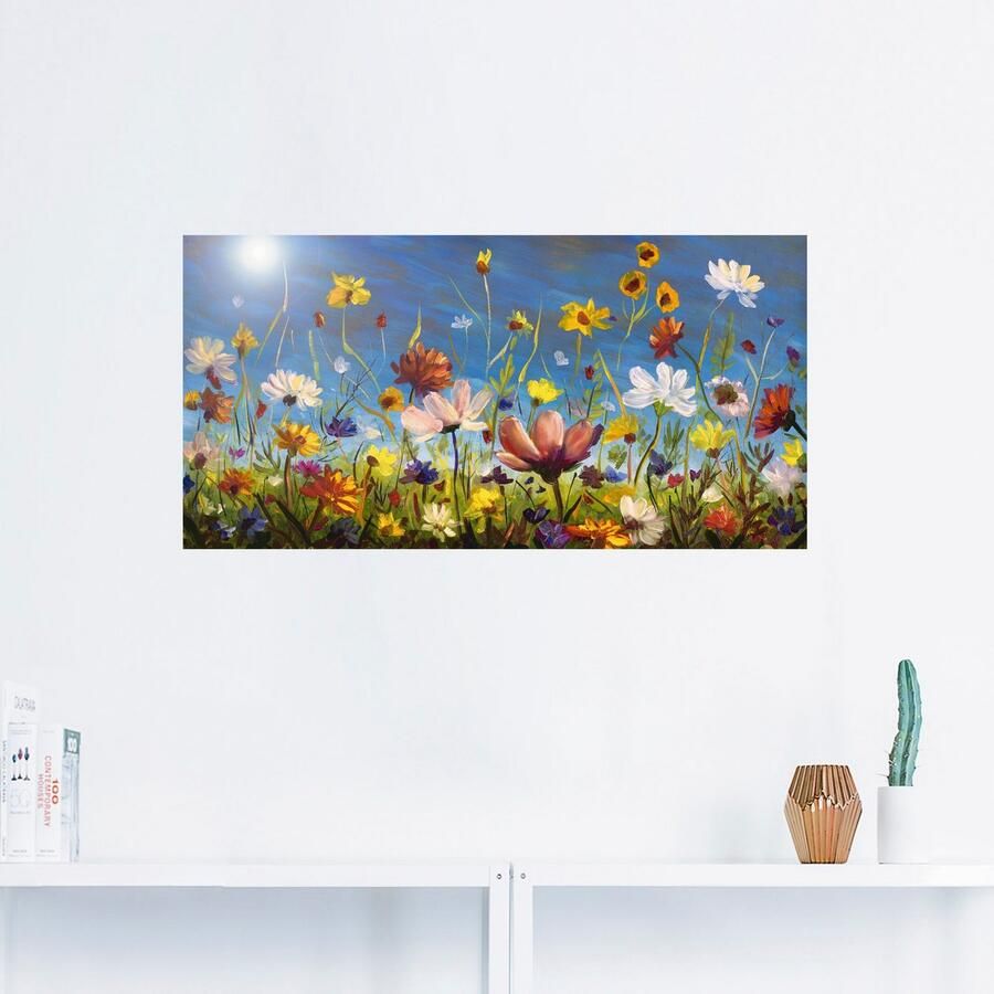 Artland Artprint Weide met wilde bloemen blauwe hemel als artprint van aluminium artprint voor buiten artprint op linnen poster muursticker - Foto 2