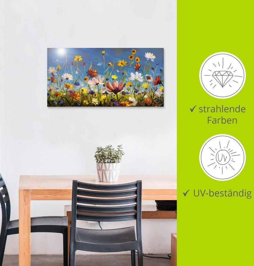 Artland Artprint Weide met wilde bloemen blauwe hemel als artprint van aluminium artprint voor buiten artprint op linnen poster muursticker - Foto 3
