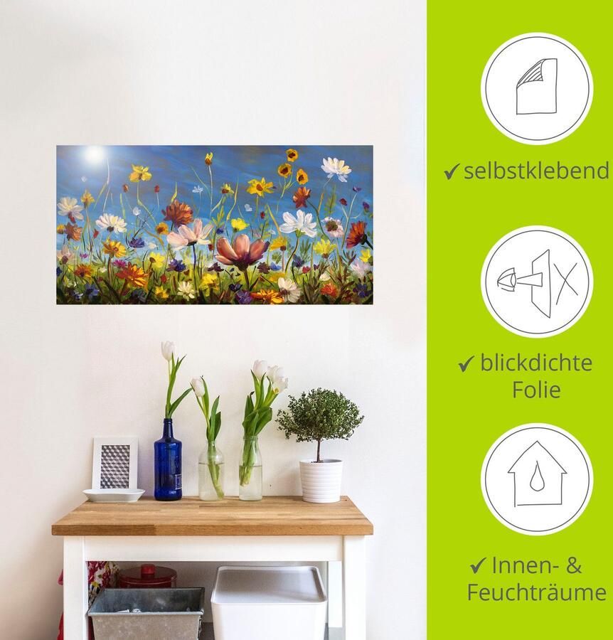 Artland Artprint Weide met wilde bloemen blauwe hemel als artprint van aluminium artprint voor buiten artprint op linnen poster muursticker - Foto 4