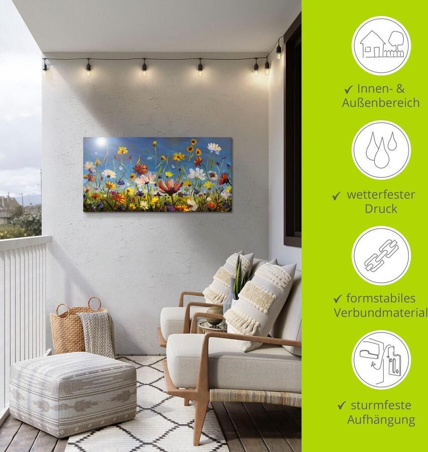 Artland Artprint Weide met wilde bloemen blauwe hemel als artprint van aluminium artprint voor buiten artprint op linnen poster muursticker - Foto 5