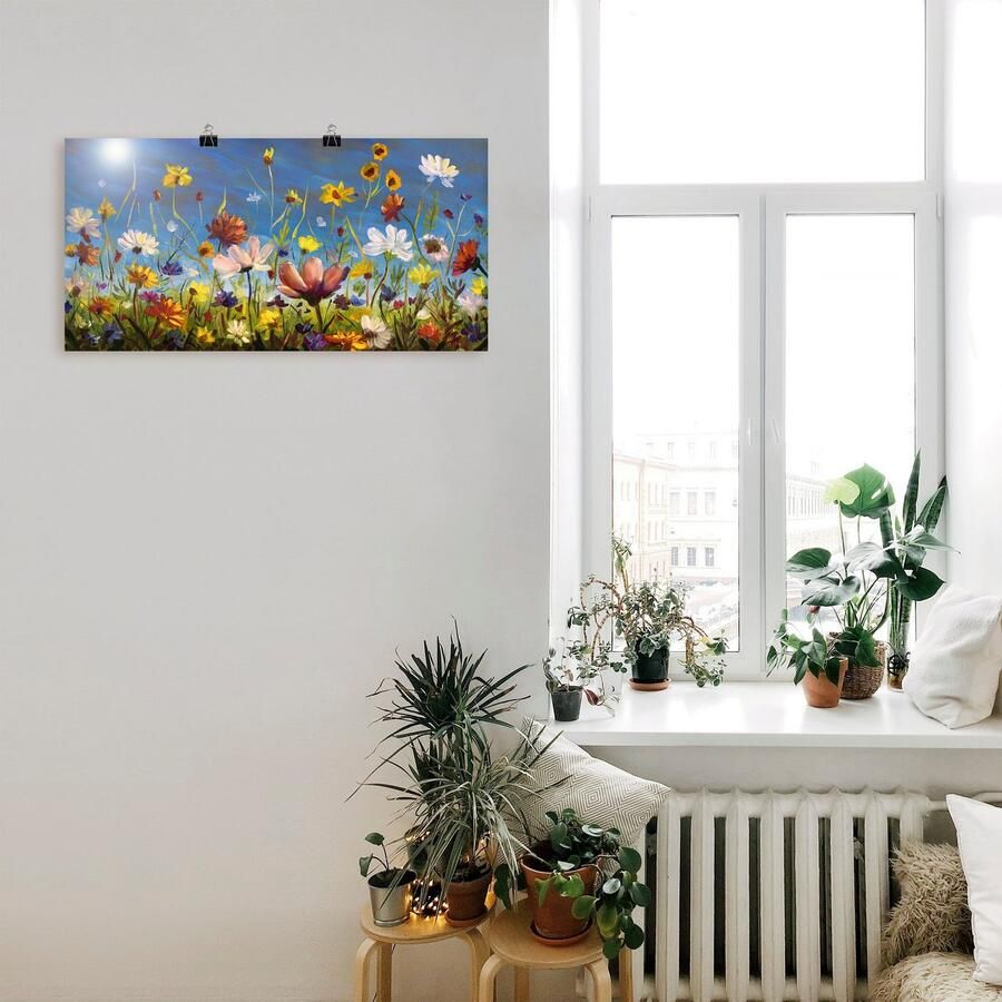 Artland Artprint Weide met wilde bloemen blauwe hemel als artprint van aluminium artprint voor buiten artprint op linnen poster muursticker - Foto 2