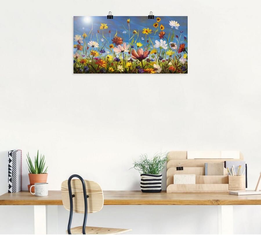 Artland Artprint Weide met wilde bloemen blauwe hemel als artprint van aluminium artprint voor buiten artprint op linnen poster muursticker - Foto 5