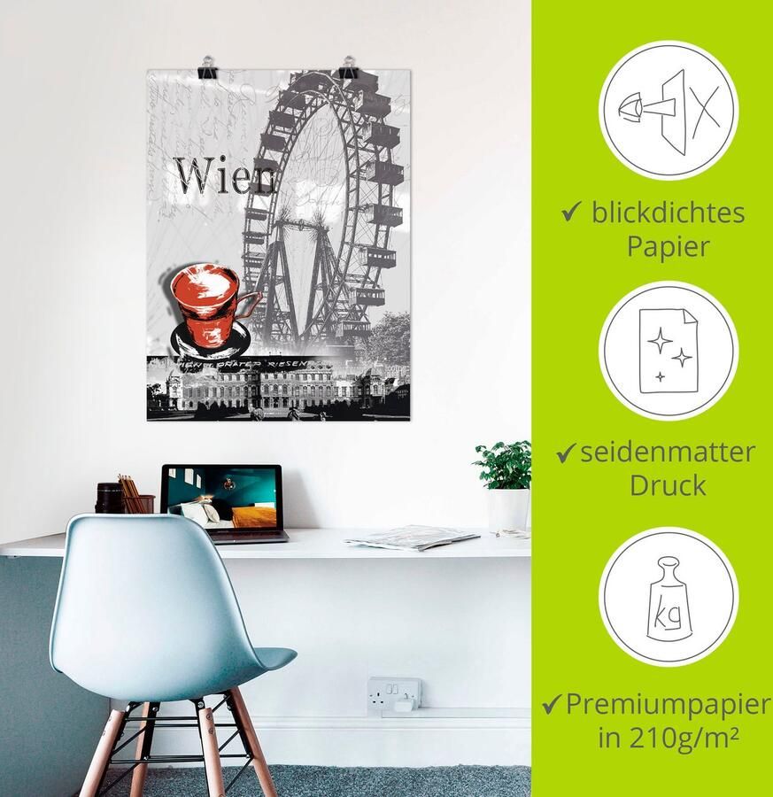 Artland Artprint Wenen melange koffie als artprint van aluminium artprint voor buiten artprint op linnen poster in verschillende maten. maten - Foto 4