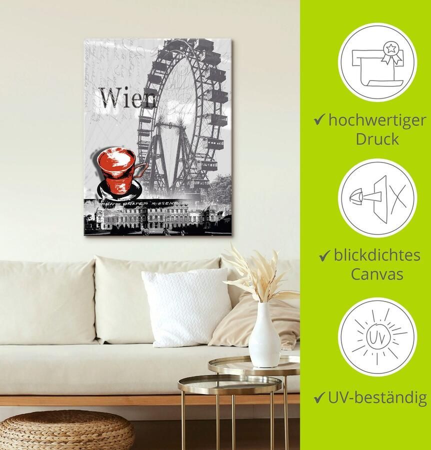 Artland Artprint Wenen melange koffie als artprint van aluminium artprint voor buiten artprint op linnen poster in verschillende maten. maten - Foto 3