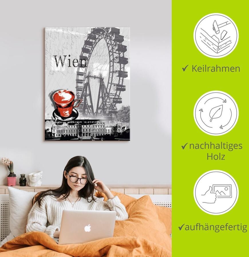 Artland Artprint Wenen melange koffie als artprint van aluminium artprint voor buiten artprint op linnen poster in verschillende maten. maten - Foto 2