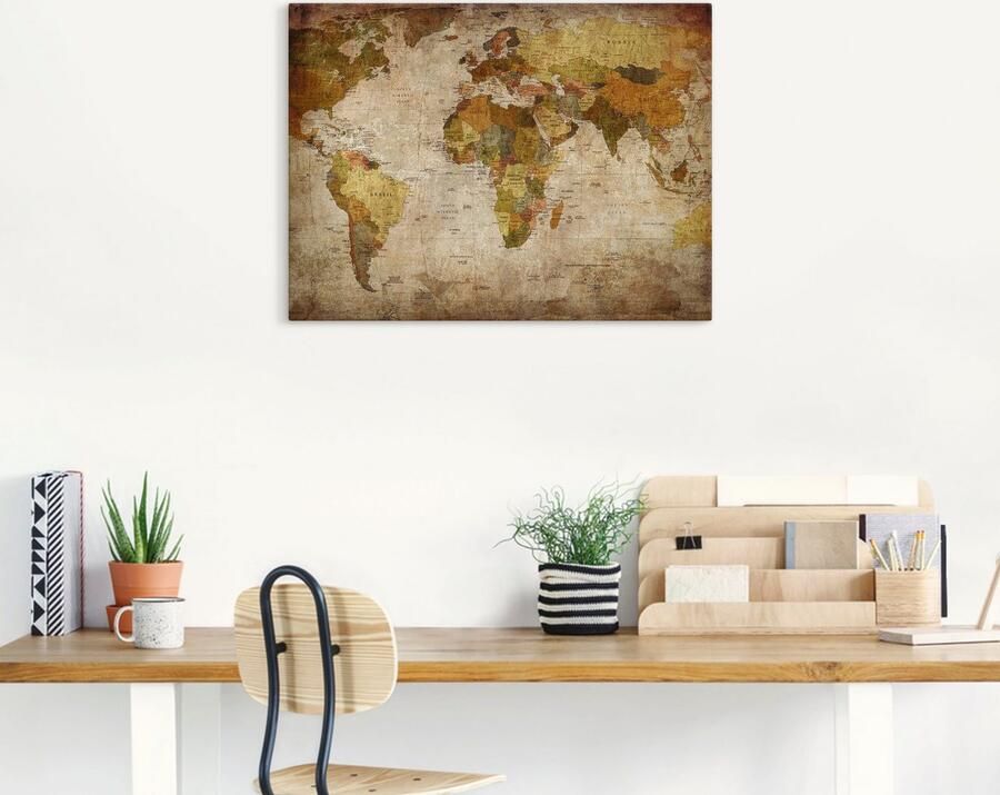 Artland Artprint Wereldkaart als artprint van aluminium artprint voor buiten artprint op linnen poster muursticker - Foto 5