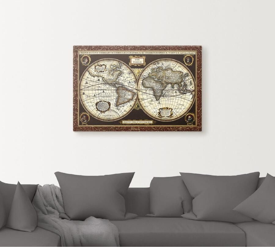 Artland Artprint Wereldkaart als artprint van aluminium artprint voor buiten artprint op linnen poster muursticker - Foto 4