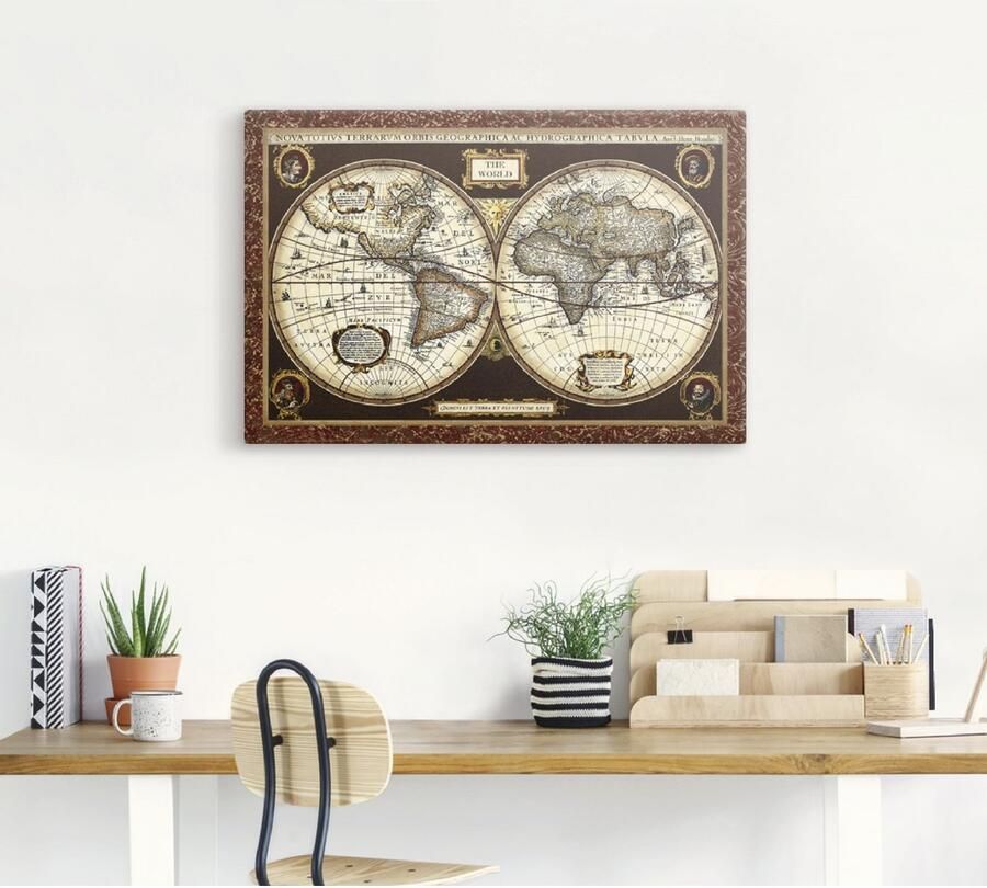 Artland Artprint Wereldkaart als artprint van aluminium artprint voor buiten artprint op linnen poster muursticker - Foto 3