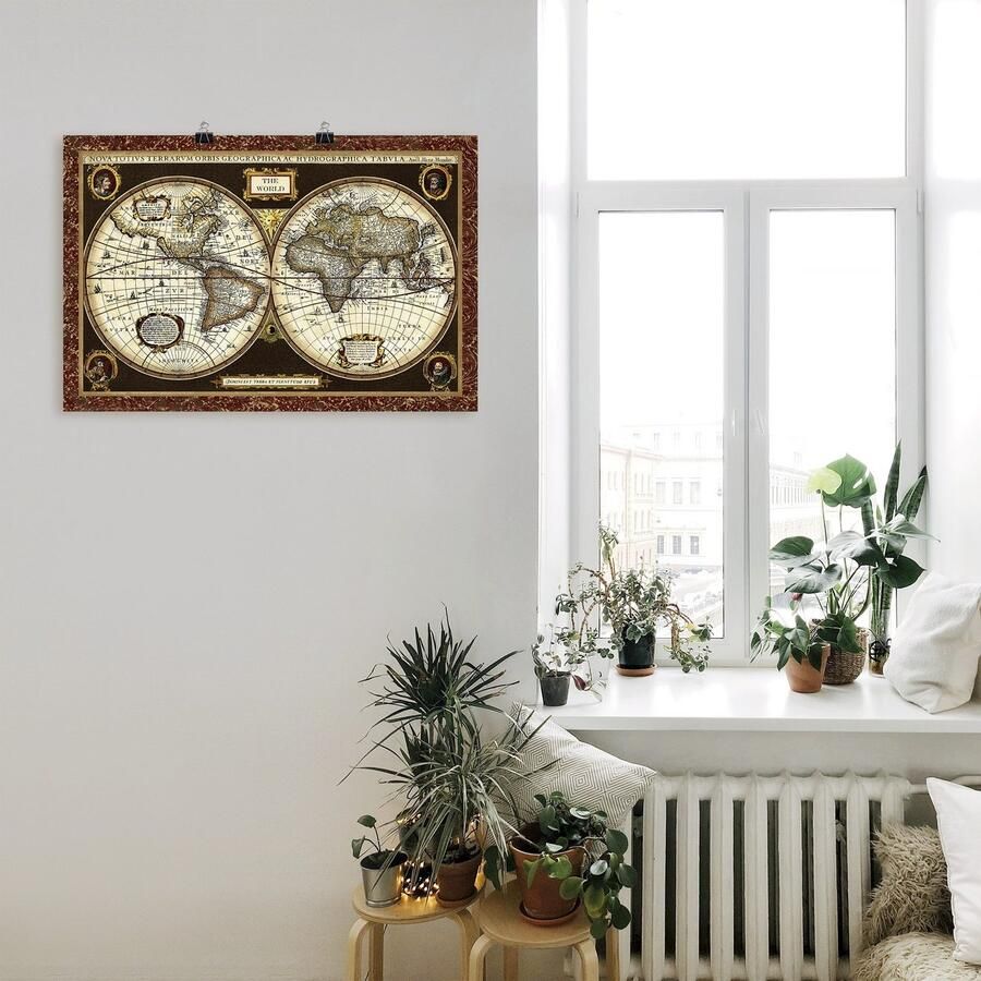 Artland Artprint Wereldkaart als artprint van aluminium artprint voor buiten artprint op linnen poster muursticker