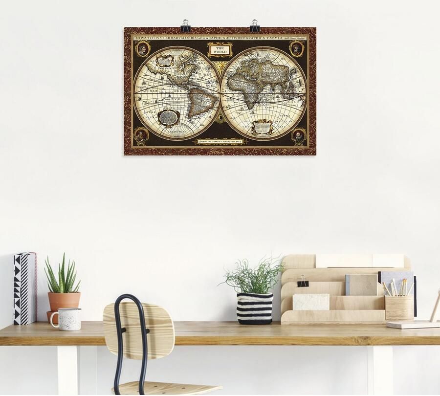 Artland Artprint Wereldkaart als artprint van aluminium artprint voor buiten artprint op linnen poster muursticker - Foto 4