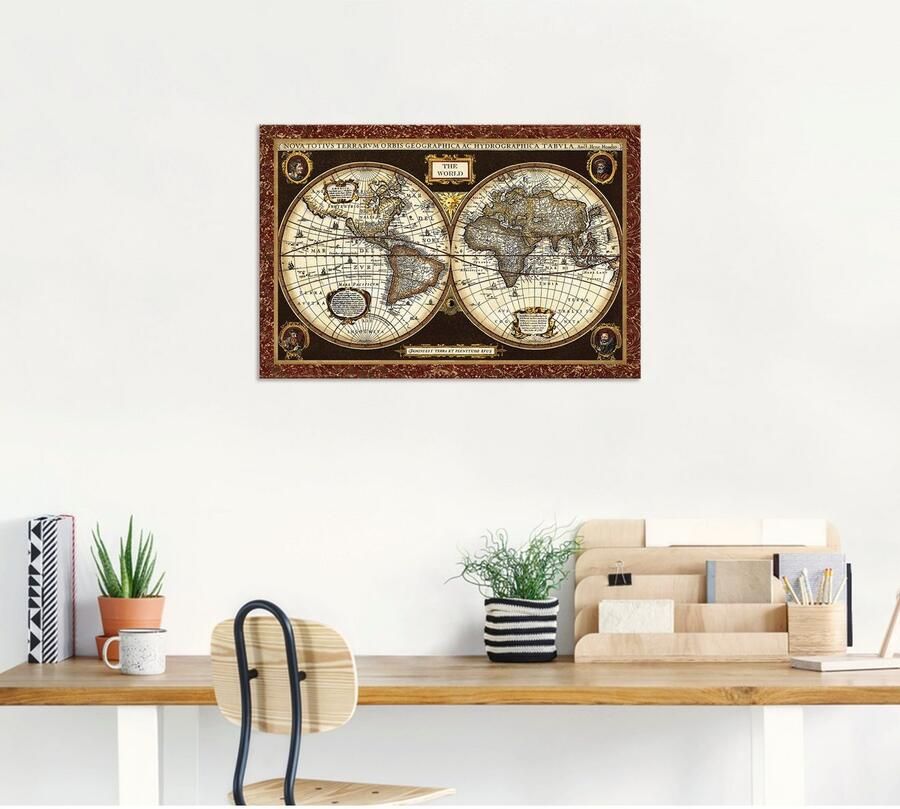Artland Artprint Wereldkaart als artprint van aluminium artprint voor buiten artprint op linnen poster muursticker - Foto 5