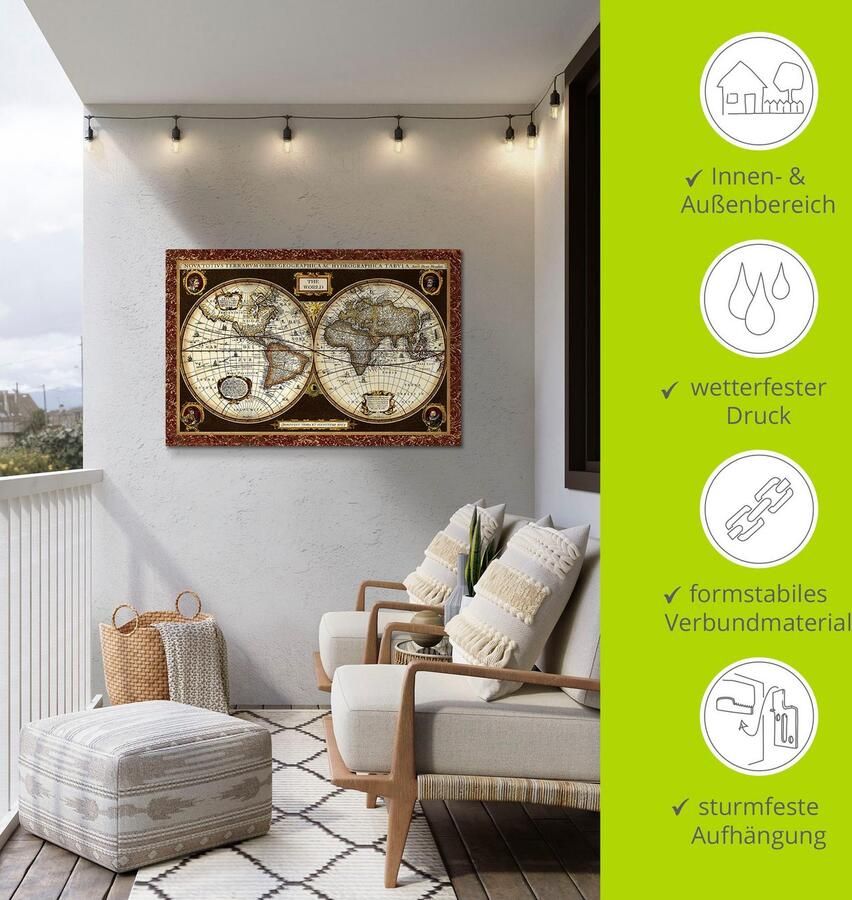 Artland Artprint Wereldkaart als artprint van aluminium artprint voor buiten artprint op linnen poster muursticker - Foto 4