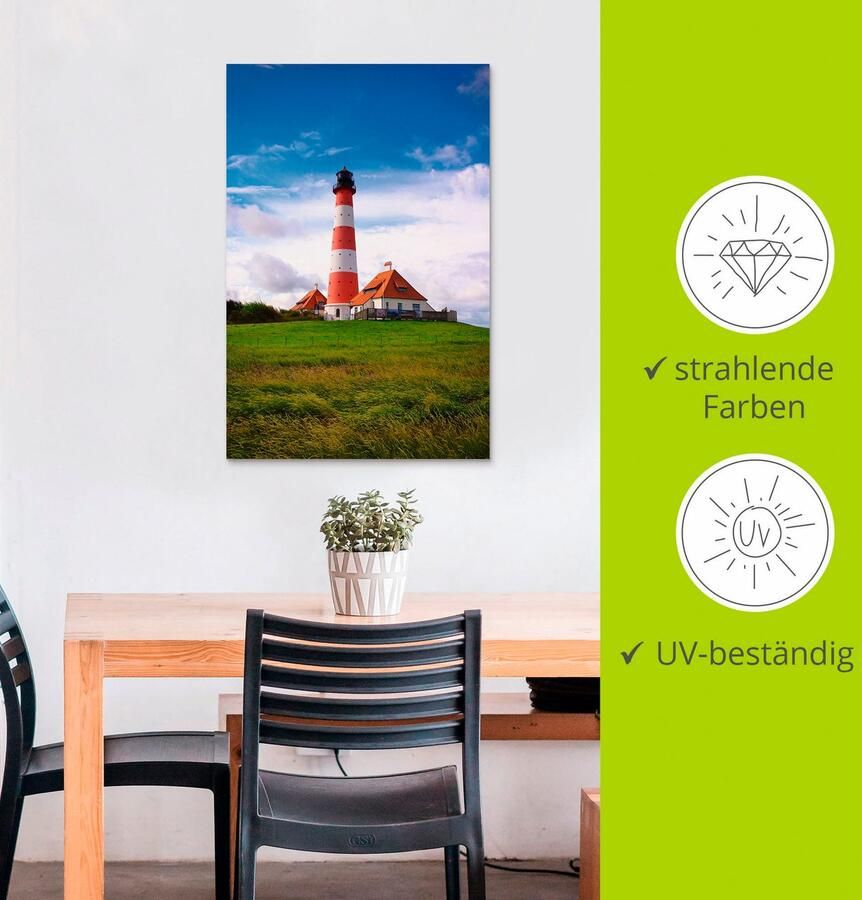 Artland Artprint Westerhever vuurtoren als artprint van aluminium artprint voor buiten artprint op linnen poster in verschillende maten. maten - Foto 2