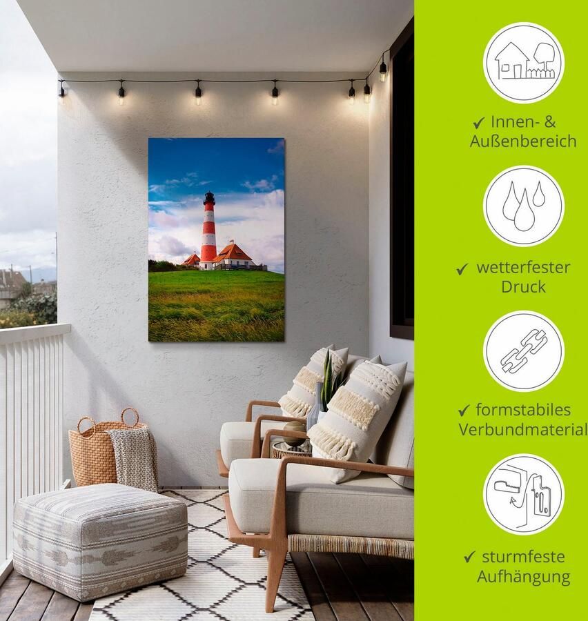 Artland Artprint Westerhever vuurtoren als artprint van aluminium artprint voor buiten artprint op linnen poster in verschillende maten. maten - Foto 3