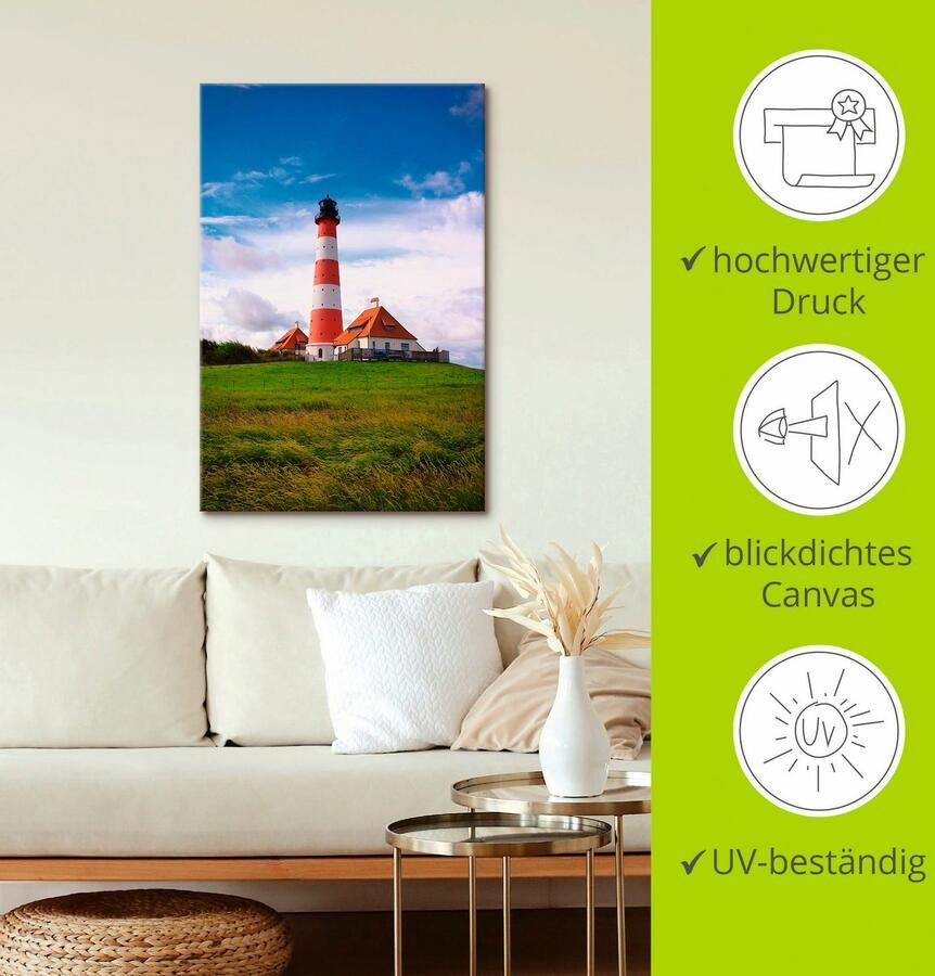 Artland Artprint Westerhever vuurtoren als artprint van aluminium artprint voor buiten artprint op linnen poster in verschillende maten. maten - Foto 2