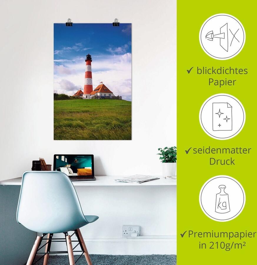 Artland Artprint Westerhever vuurtoren als artprint van aluminium artprint voor buiten artprint op linnen poster in verschillende maten. maten - Foto 2