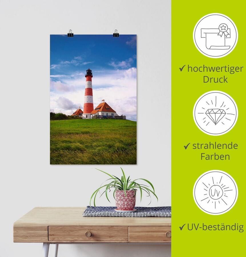 Artland Artprint Westerhever vuurtoren als artprint van aluminium artprint voor buiten artprint op linnen poster in verschillende maten. maten - Foto 3