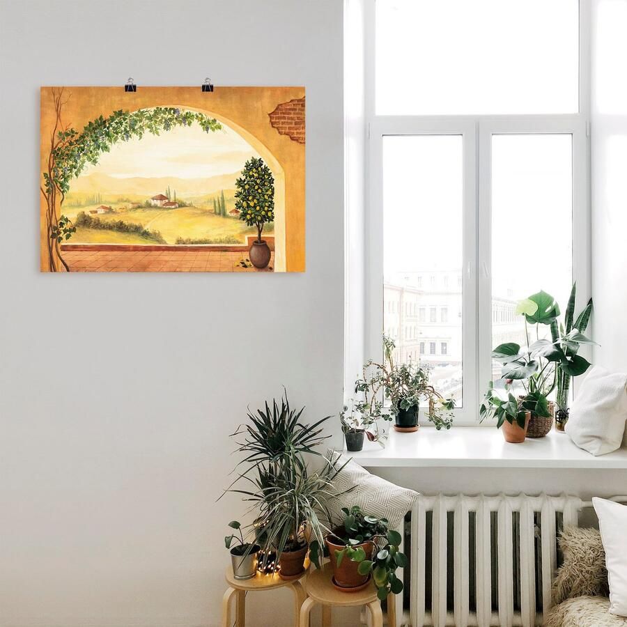 Artland Artprint Wijnranken voor het toscaanse landschap als artprint op linnen poster in verschillende formaten maten - Foto 3