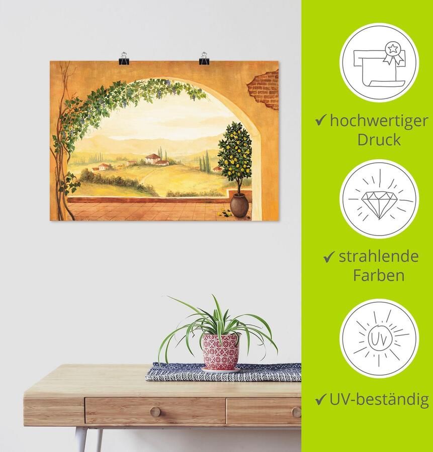 Artland Artprint Wijnranken voor het toscaanse landschap als artprint op linnen poster in verschillende formaten maten - Foto 5
