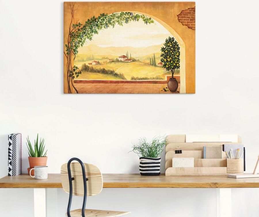 Artland Artprint Wijnranken voor het toscaanse landschap als artprint op linnen poster in verschillende formaten maten - Foto 5