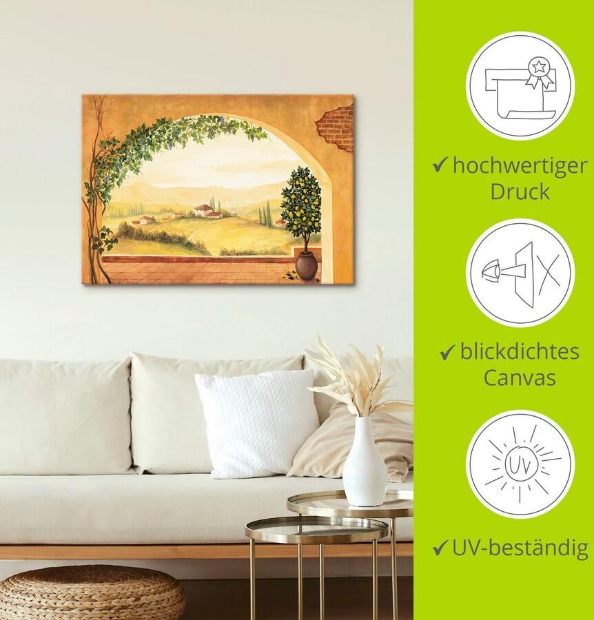 Artland Artprint Wijnranken voor het toscaanse landschap als artprint op linnen poster in verschillende formaten maten - Foto 4