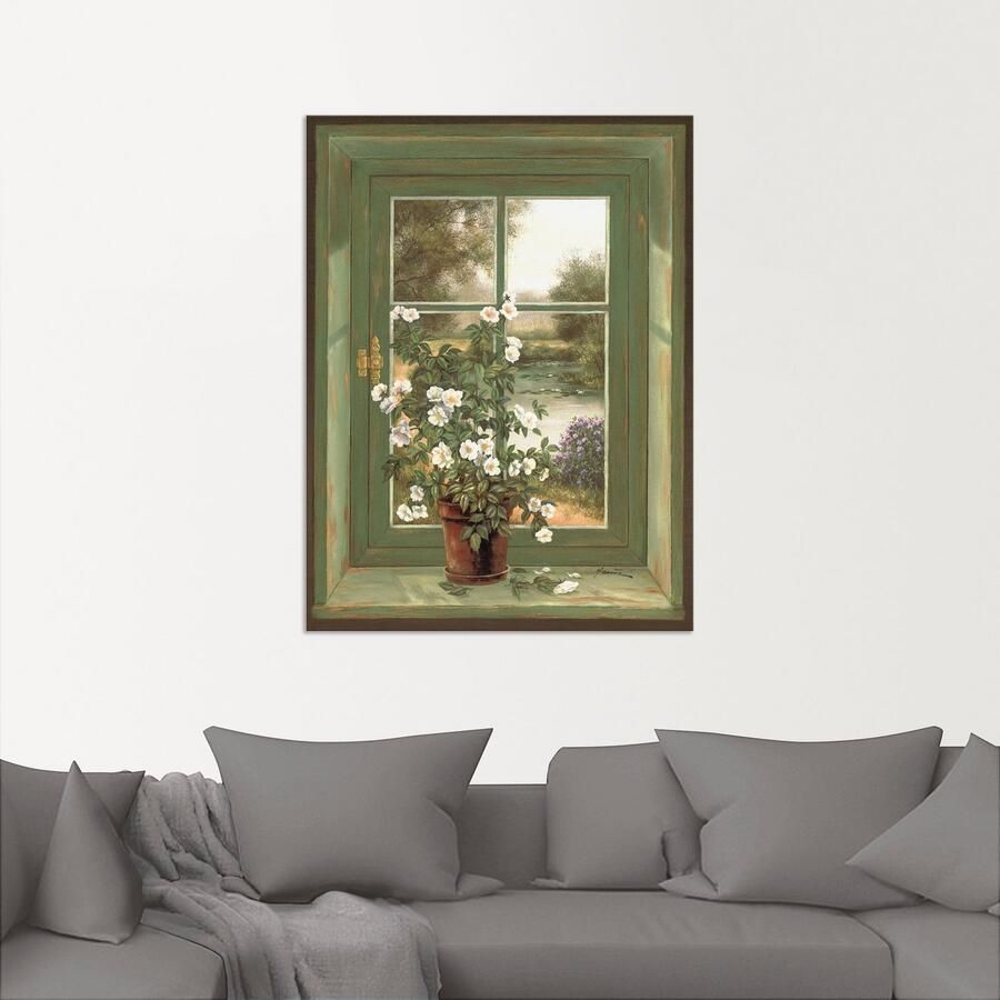 Artland Artprint Wilde rozen bij het raam als artprint van aluminium artprint voor buiten artprint op linnen poster muursticker - Foto 2