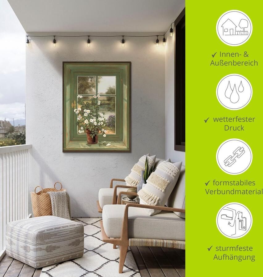 Artland Artprint Wilde rozen bij het raam als artprint van aluminium artprint voor buiten artprint op linnen poster muursticker - Foto 5