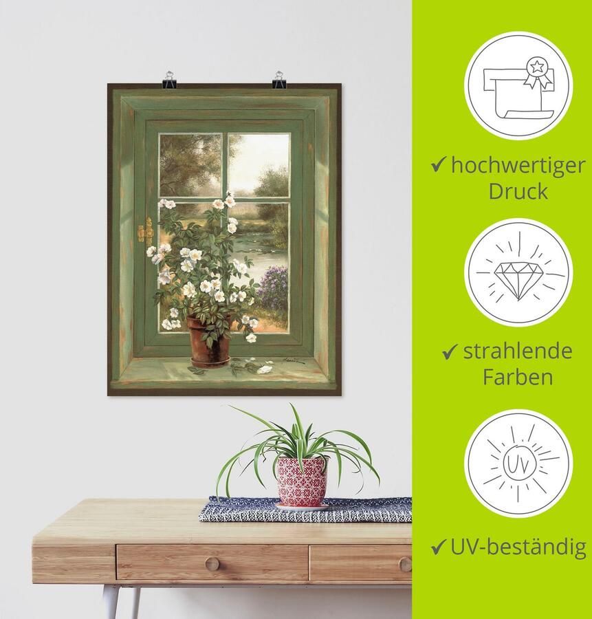 Artland Artprint Wilde rozen bij het raam als artprint van aluminium artprint voor buiten artprint op linnen poster muursticker - Foto 3
