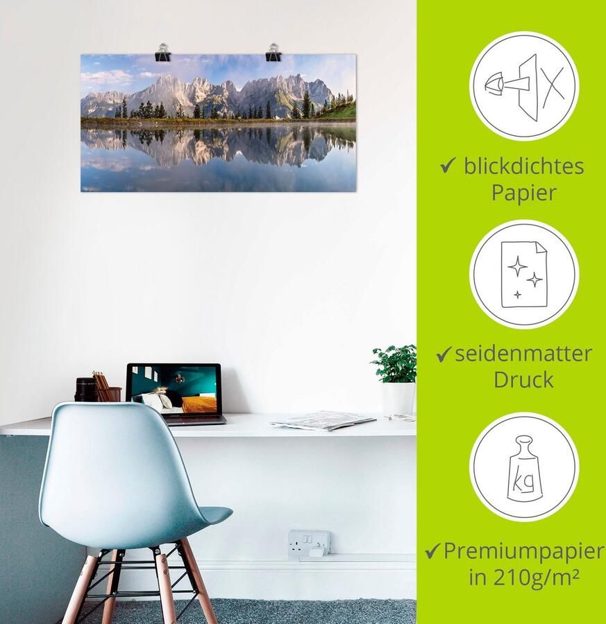 Artland Artprint Wilder Kaiser in Tirol als artprint van aluminium artprint voor buiten artprint op linnen poster muursticker - Foto 4