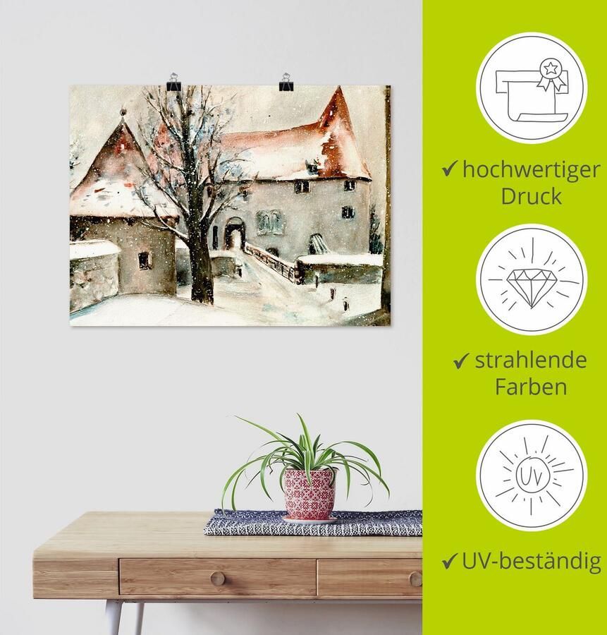 Artland Artprint Winter op de burcht als artprint op linnen poster muursticker in verschillende maten - Foto 3