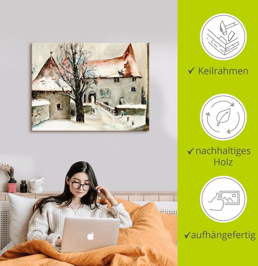 Artland Artprint Winter op de burcht als artprint op linnen poster muursticker in verschillende maten - Foto 2