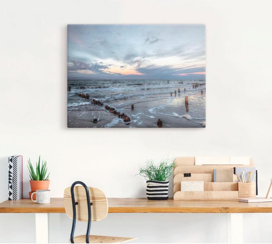 Artland Artprint Winter zonsondergang aan zee als artprint op linnen poster muursticker in verschillende maten - Foto 3