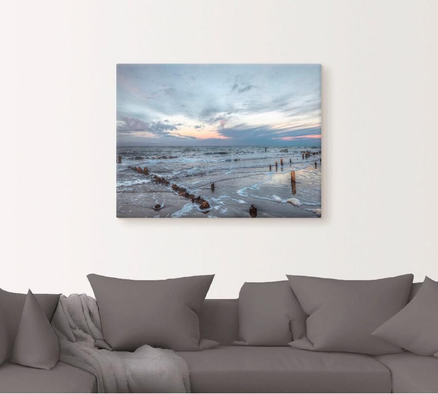 Artland Artprint Winter zonsondergang aan zee als artprint op linnen poster muursticker in verschillende maten - Foto 4