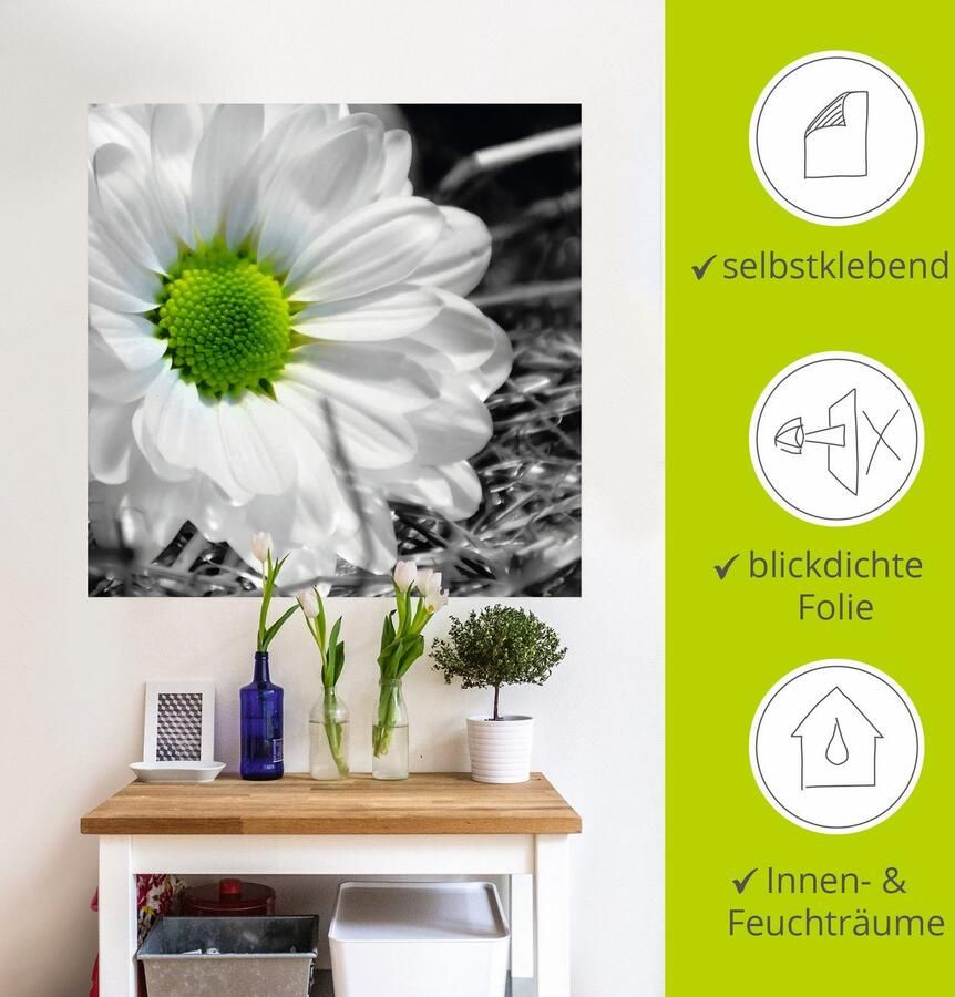 Artland Artprint Witte bloem als artprint op linnen muursticker in verschillende maten - Foto 3