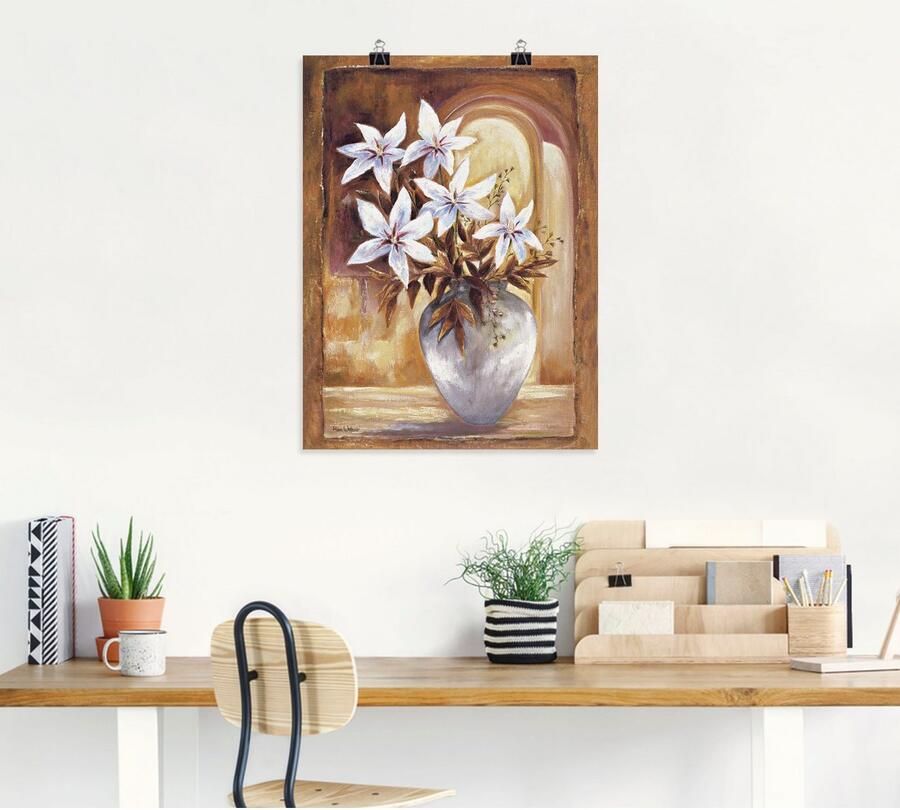 Artland Artprint Witte bloemen in vaas II als artprint op linnen poster in verschillende formaten maten - Foto 4