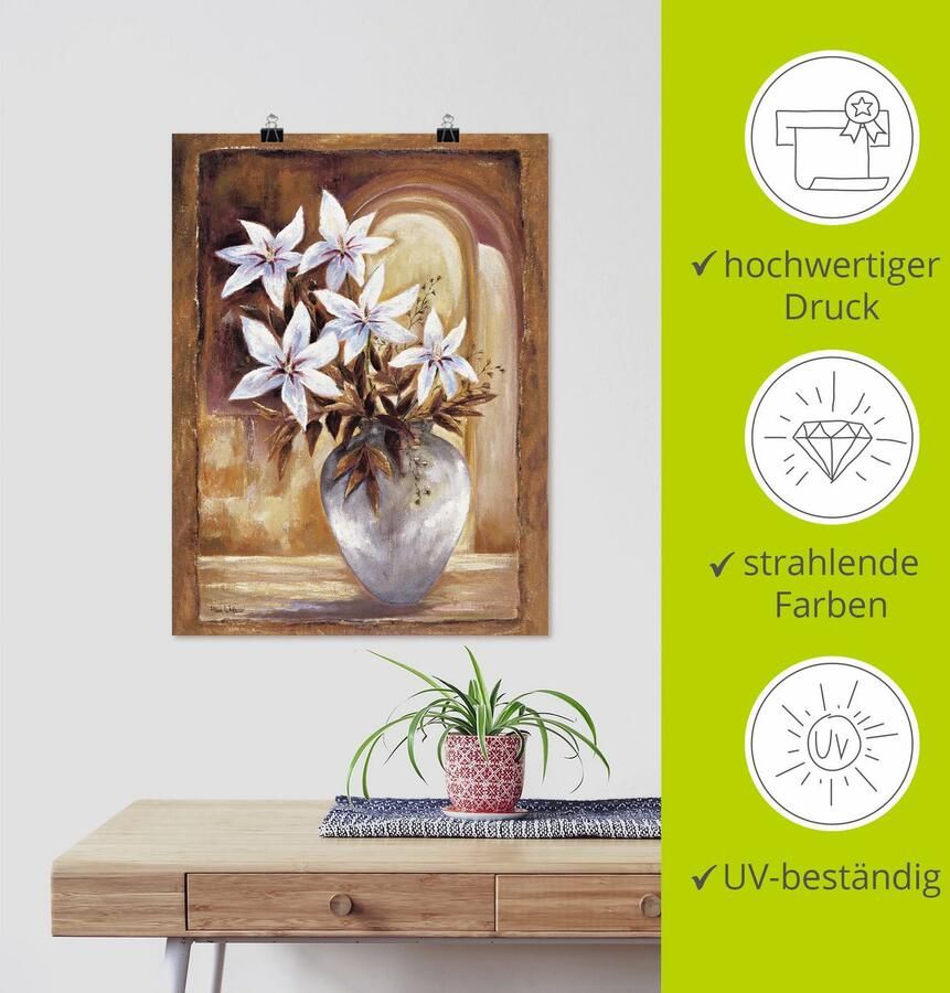 Artland Artprint Witte bloemen in vaas II als artprint op linnen poster in verschillende formaten maten - Foto 3
