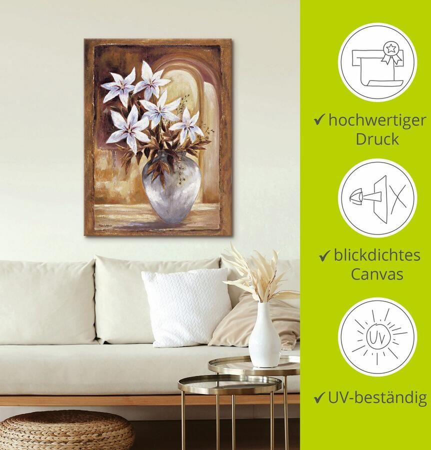 Artland Artprint Witte bloemen in vaas II als artprint op linnen poster in verschillende formaten maten - Foto 3