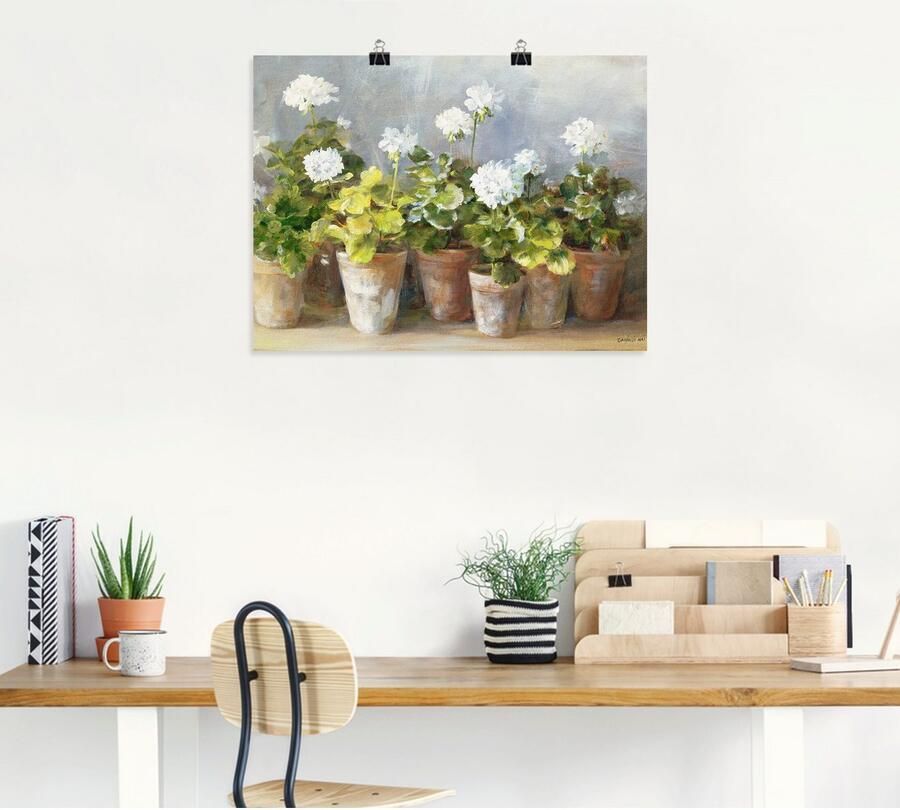 Artland Artprint Witte geraniums als artprint op linnen poster in verschillende formaten maten - Foto 5