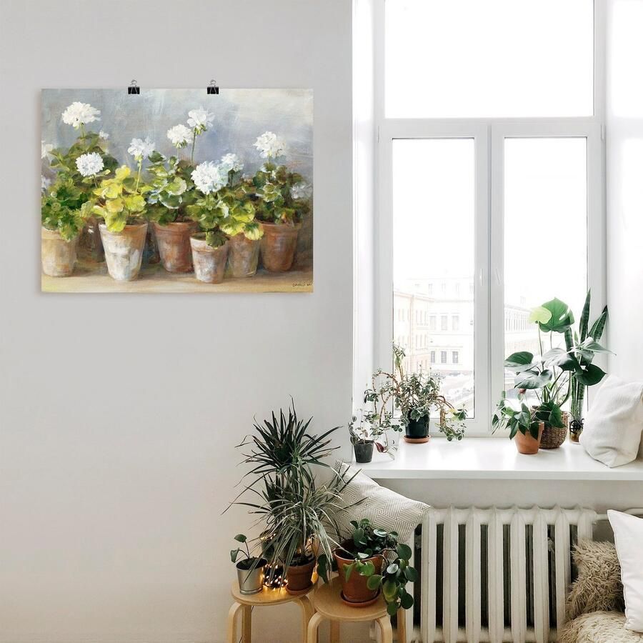 Artland Artprint Witte geraniums als artprint op linnen poster in verschillende formaten maten - Foto 2