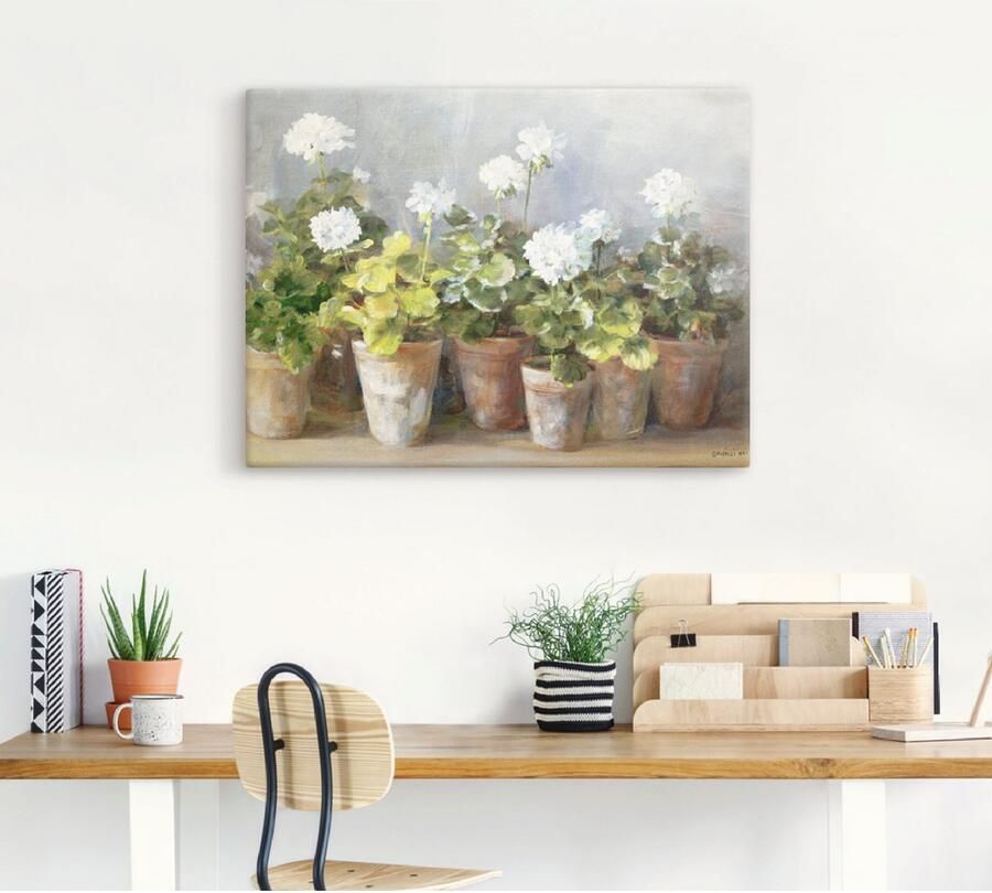 Artland Artprint Witte geraniums als artprint op linnen poster in verschillende formaten maten - Foto 4