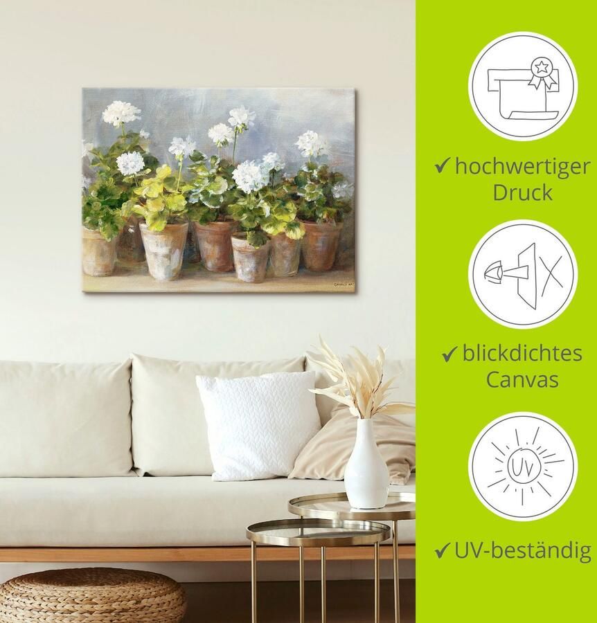 Artland Artprint Witte geraniums als artprint op linnen poster in verschillende formaten maten - Foto 3