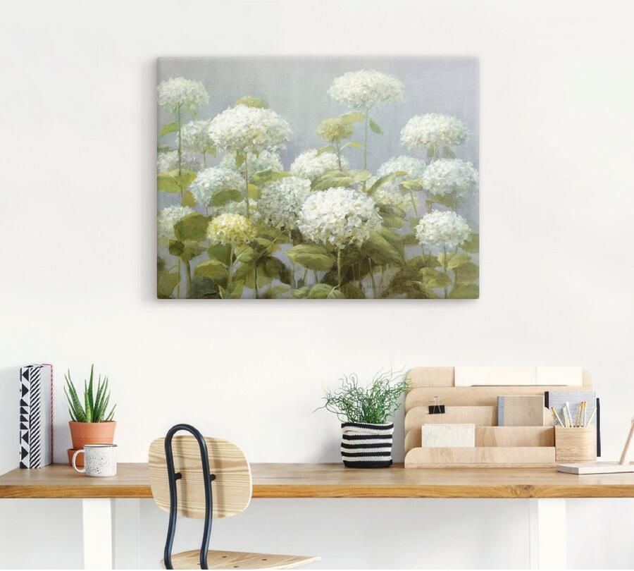 Artland Artprint Witte hortensia's tuin als artprint op linnen poster muursticker in verschillende maten - Foto 4