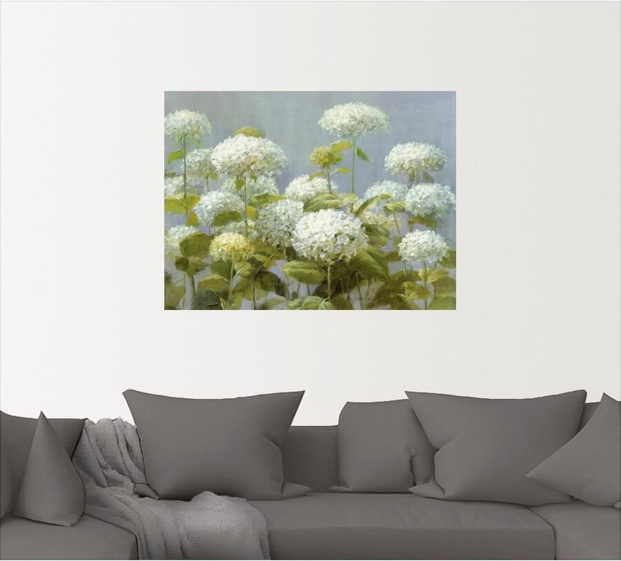 Artland Artprint Witte hortensia's tuin als artprint op linnen poster muursticker in verschillende maten - Foto 4