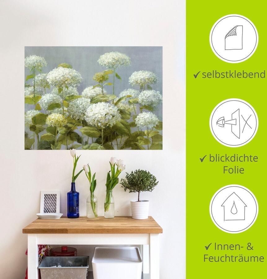 Artland Artprint Witte hortensia's tuin als artprint op linnen poster muursticker in verschillende maten - Foto 3