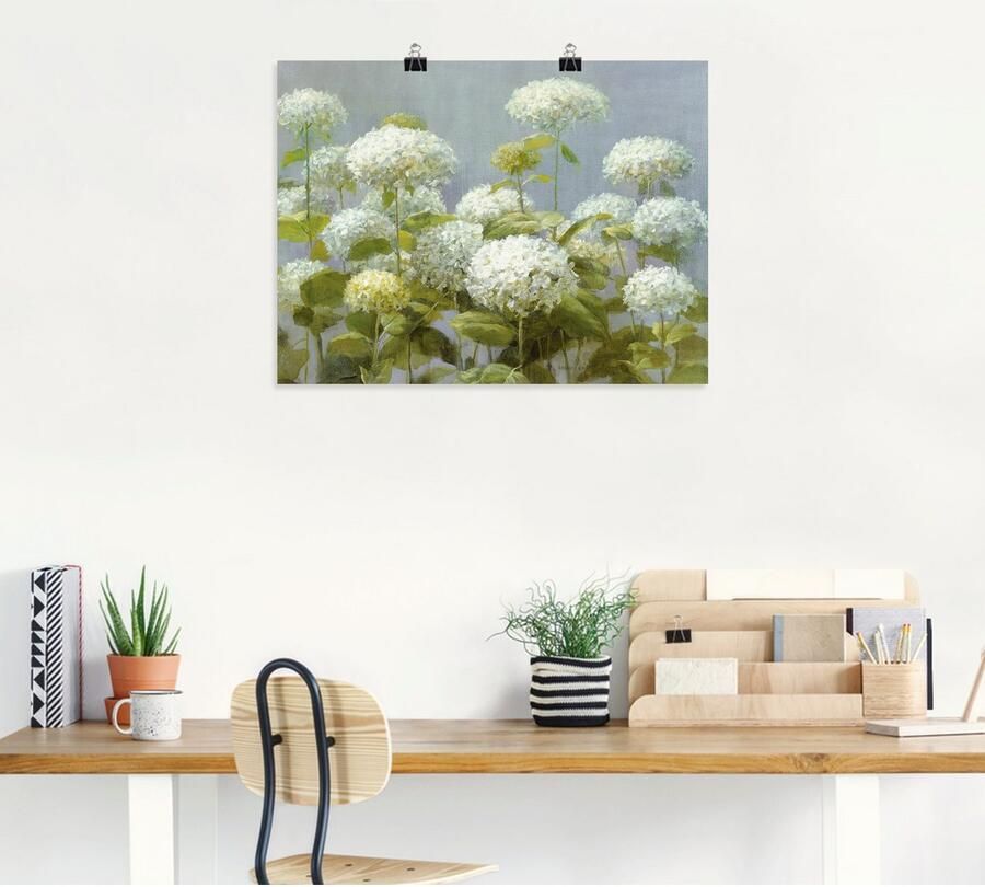 Artland Artprint Witte hortensia's tuin als artprint op linnen poster muursticker in verschillende maten - Foto 5