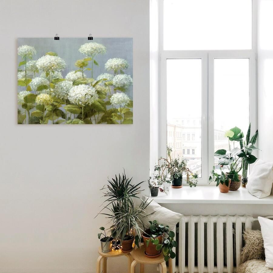 Artland Artprint Witte hortensia's tuin als artprint op linnen poster muursticker in verschillende maten - Foto 2