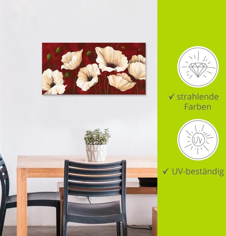 Artland Artprint Witte klaprozen voor rood als artprint van aluminium artprint voor buiten artprint op linnen poster muursticker - Foto 3